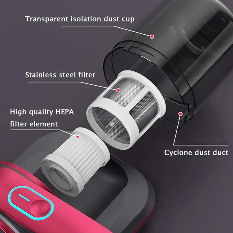 JDZD UV Handheld Vacuum Vacuum Bed Vacuum Cleaner Cordless UV Mattress Vacuum With Double Flapping Heads