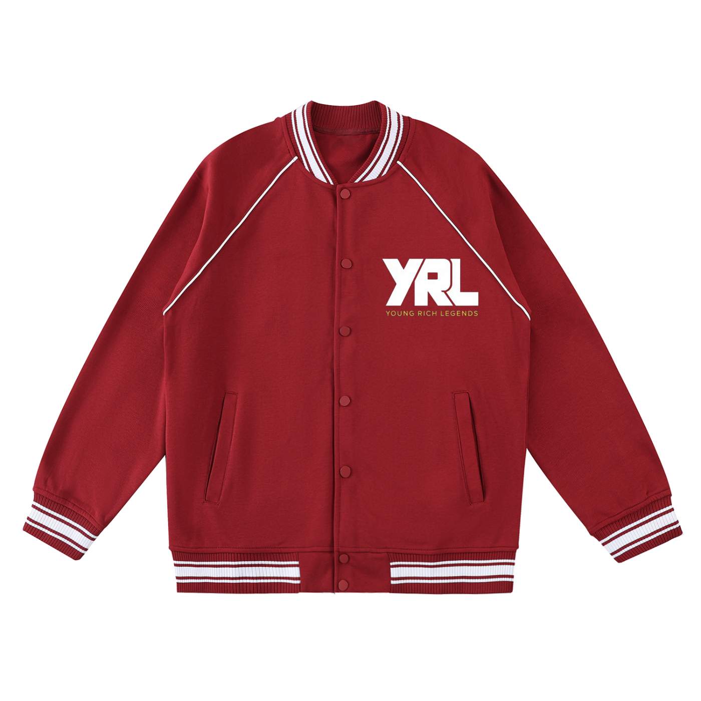 Contrast Trim Raglan Varsity Jacket