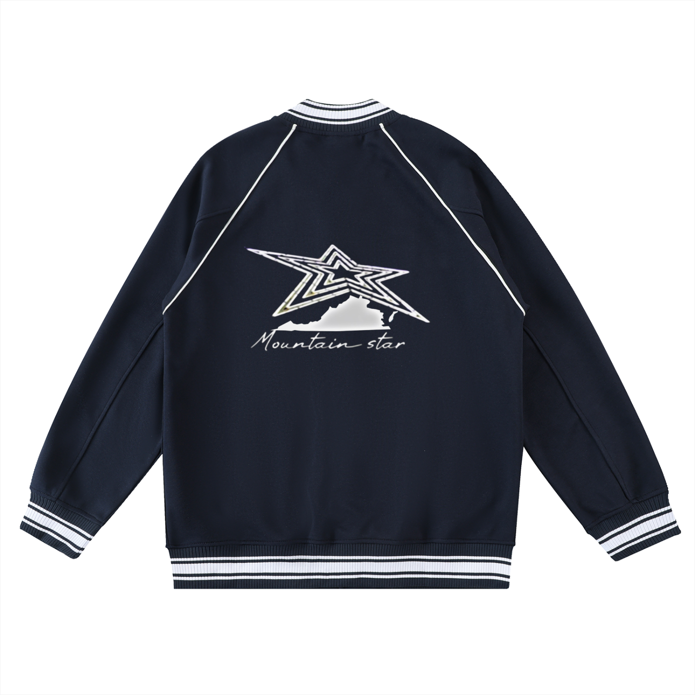 Contrast Trim Raglan Varsity Jacket