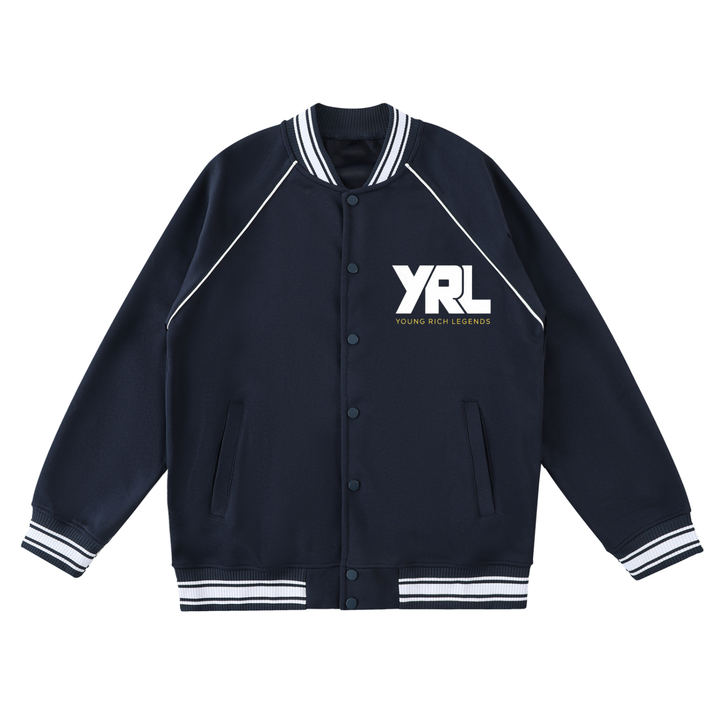 Contrast Trim Raglan Varsity Jacket