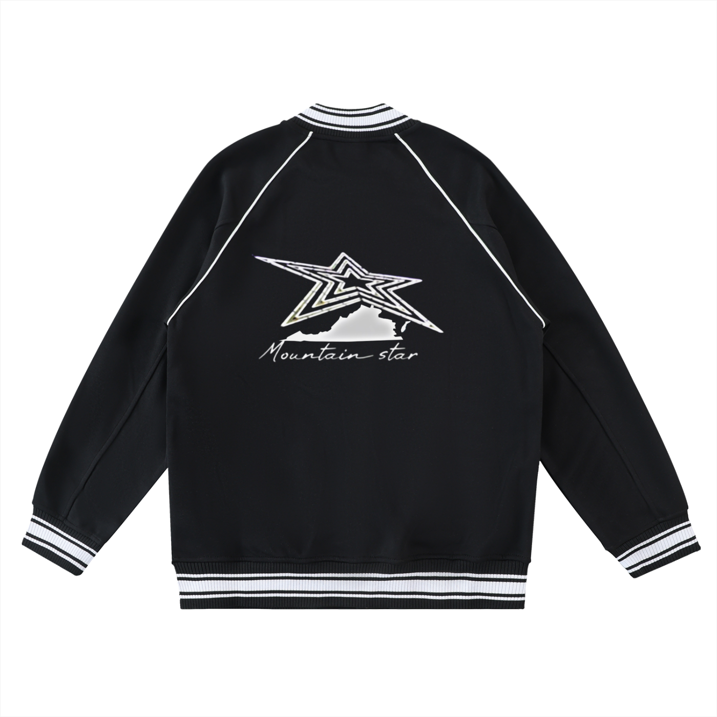 Contrast Trim Raglan Varsity Jacket